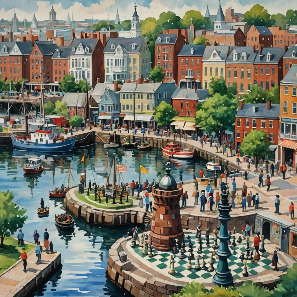 Baltimore Maryland, city with roll houses, a big city park, ...