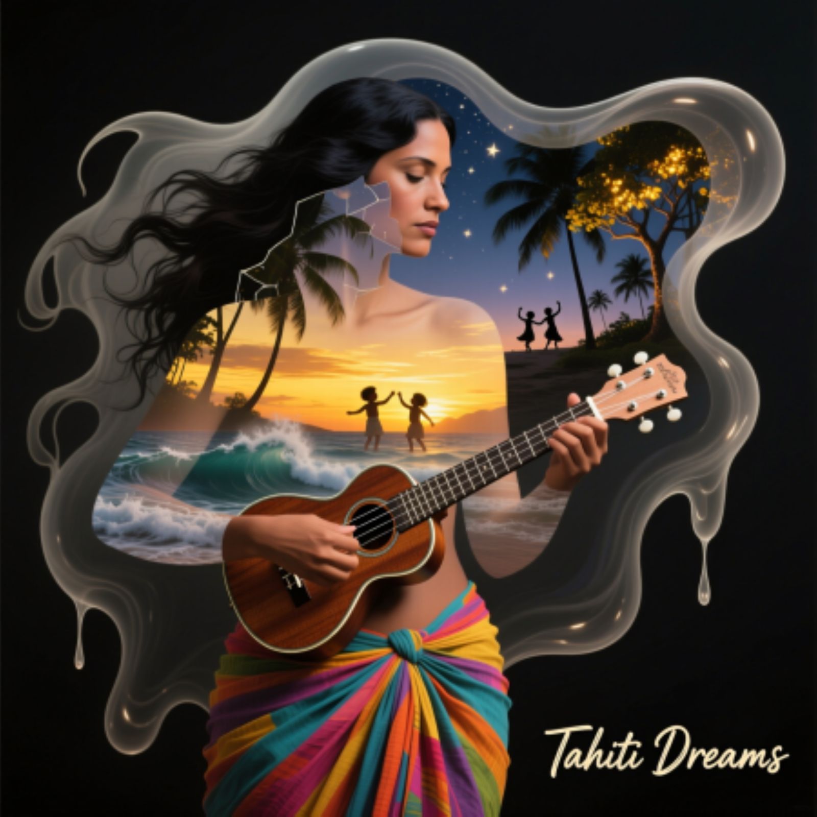 Tahitian woman playing the ukulele