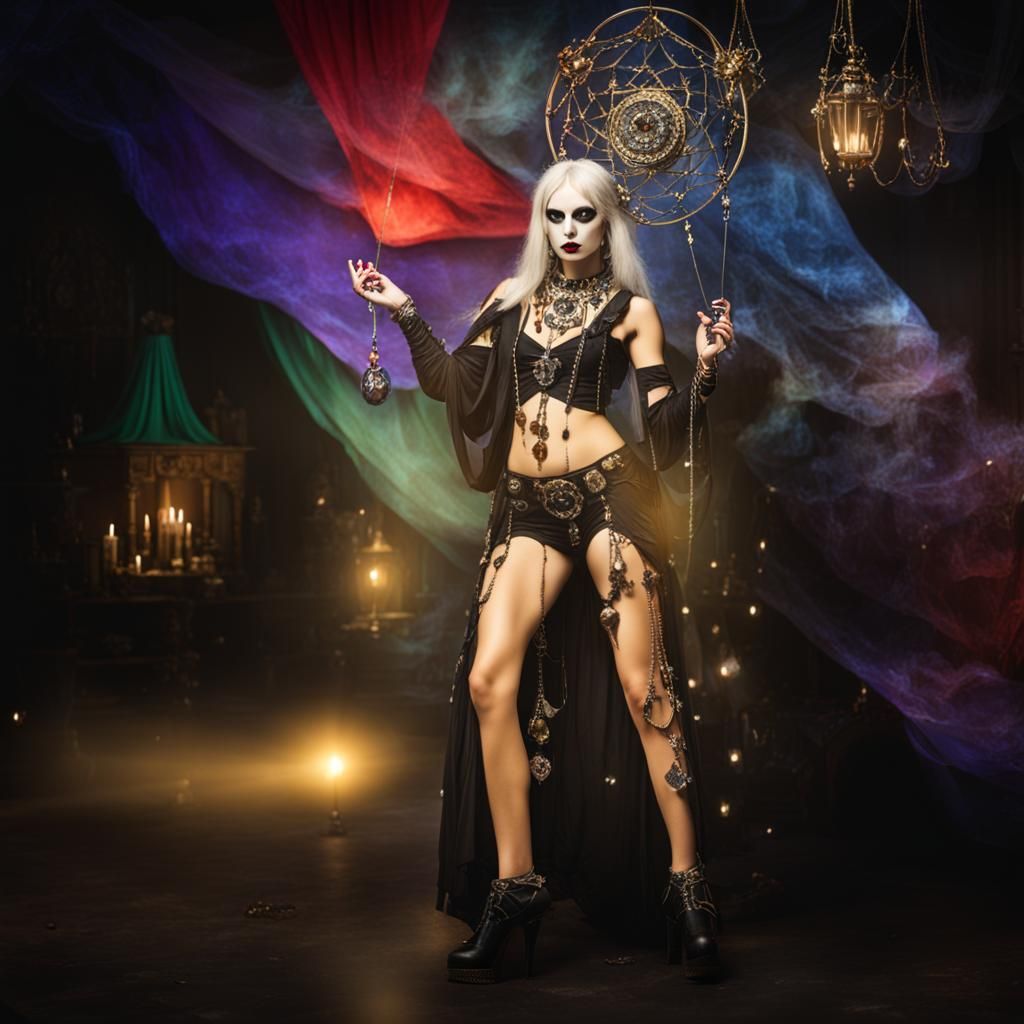 a gothic lady with jewellery,full body photoshot,full body p...