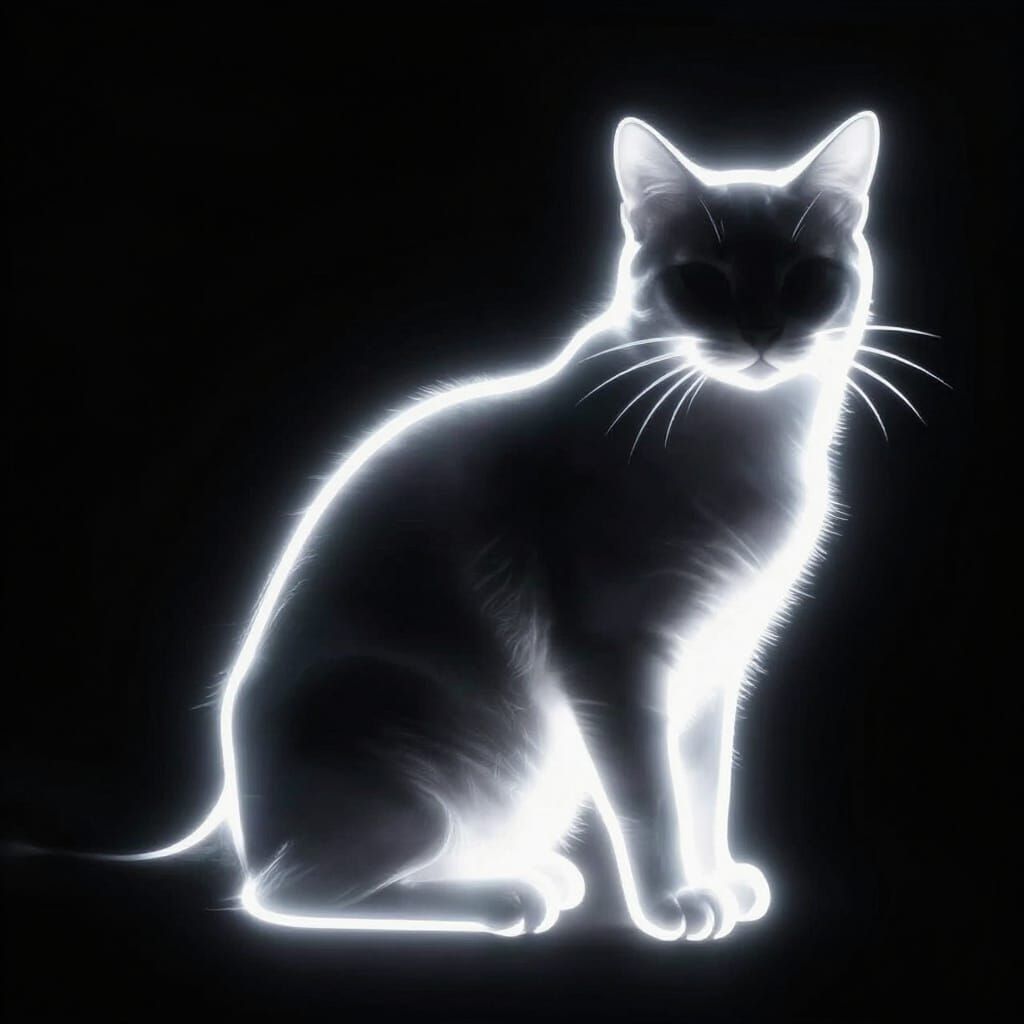 Ethereal Cat Made of Pure Light