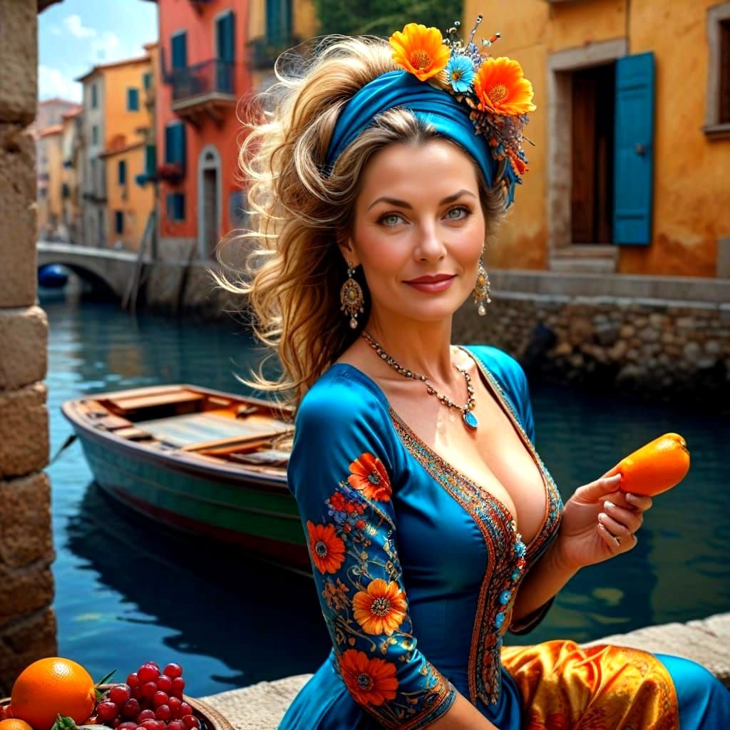 Highly Expressive Portrait of a Happy Lady in a Stunning Vis...