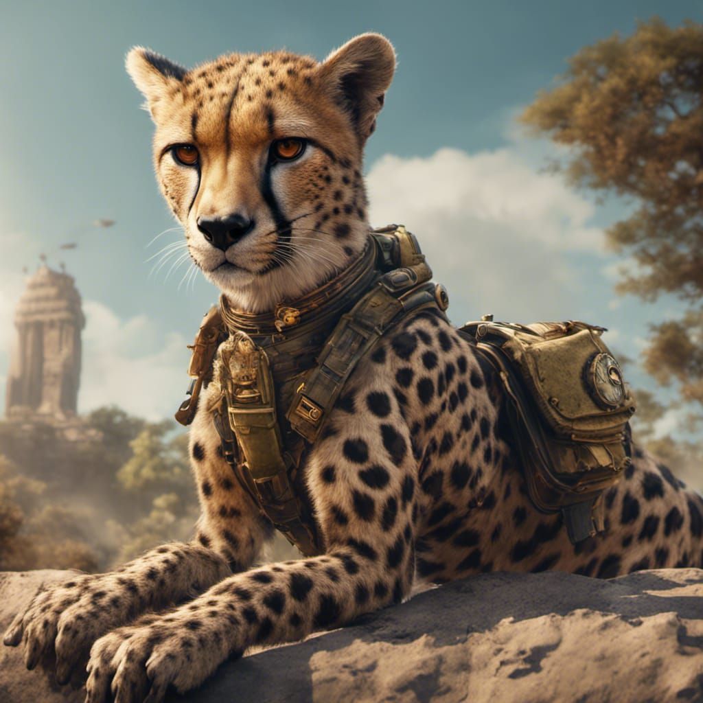 cheetah in millitary uniform - AI Generated Artwork - NightCafe Creator