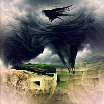 Tornado lost in an empty pit of darkness death fierce winds