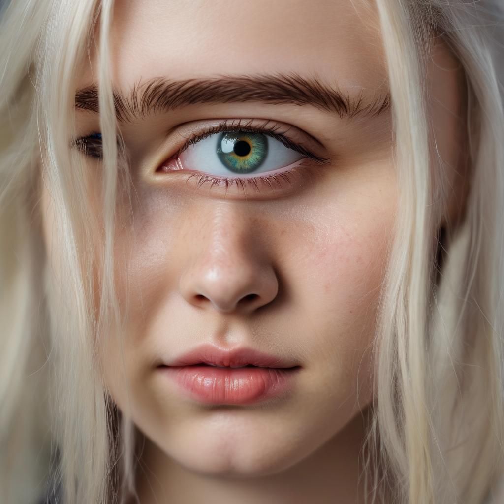 An ironic expression featuring a halfsmile and heterochromia eyes