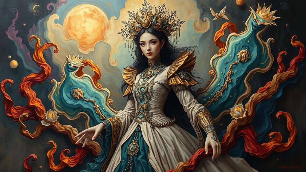 (gorgeous Colorful evil Quuen1.5) / with abstract surreal ba...
