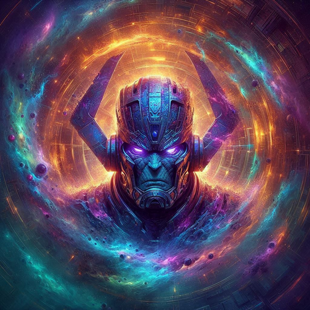 Galactus with cosmic energy revolving around him