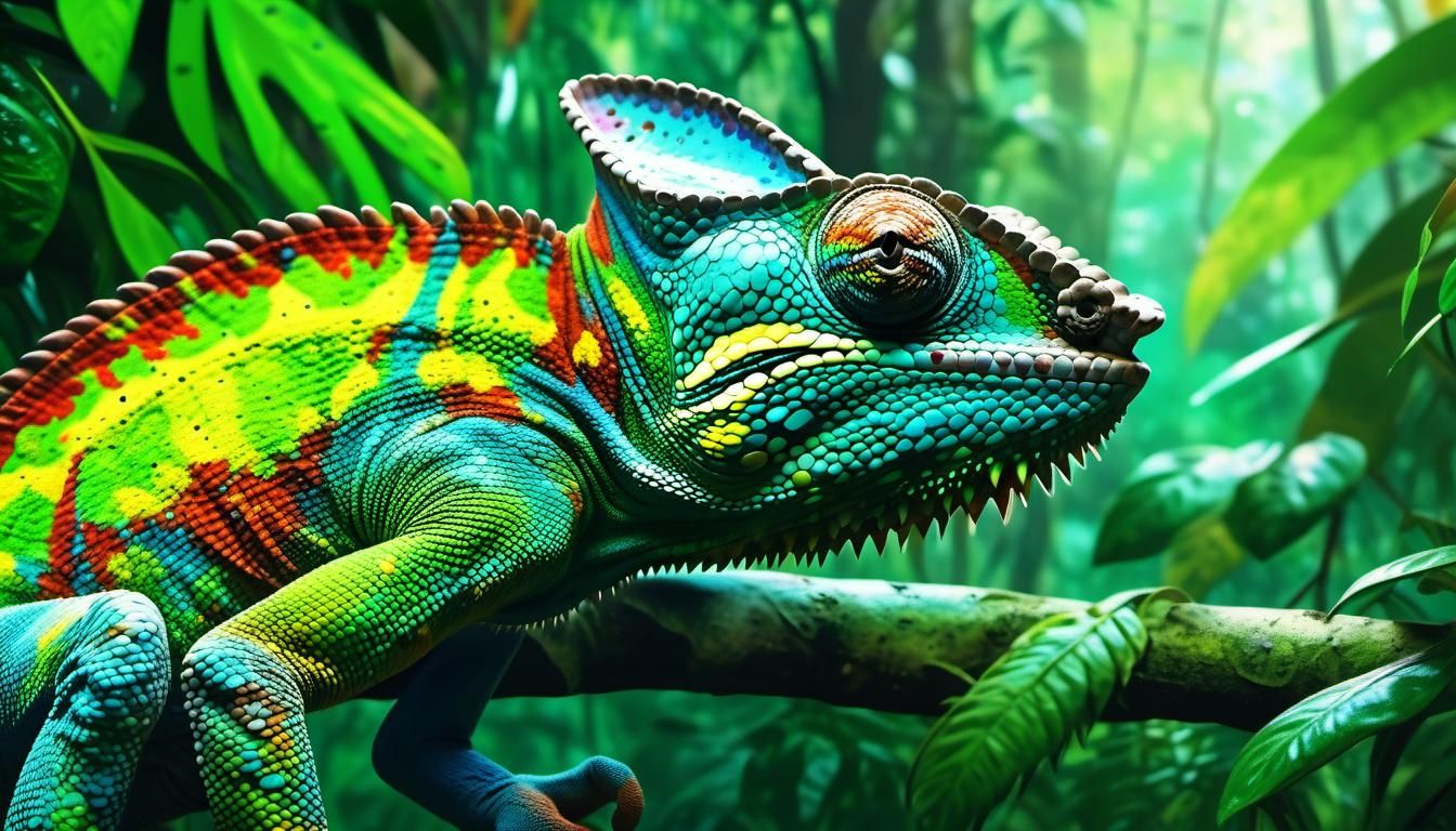 A chameleon in the rainforest  by @Dorian