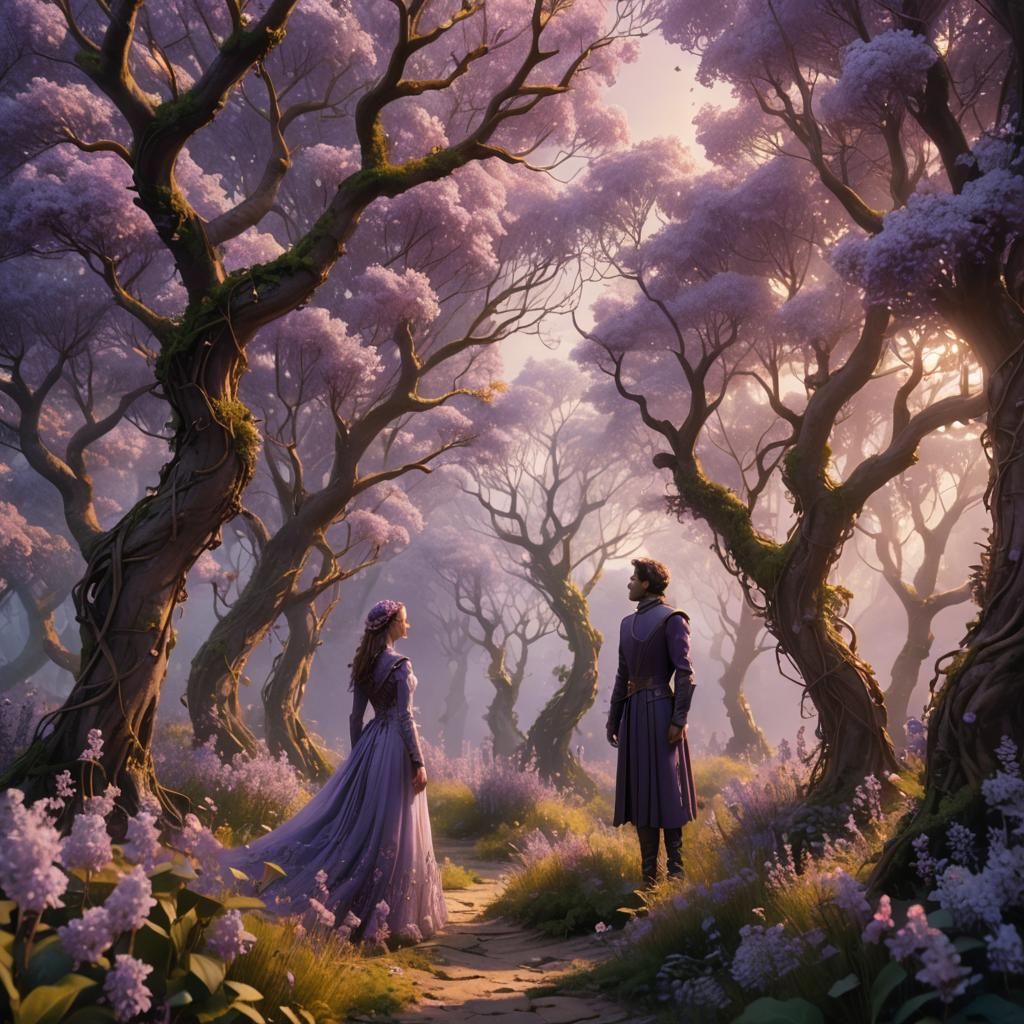 Whimsical Lilac Forest Concept Art