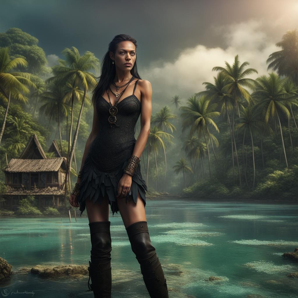 Melanie Stansbury in a black mini dress and knee boots visits the Chuuk ...