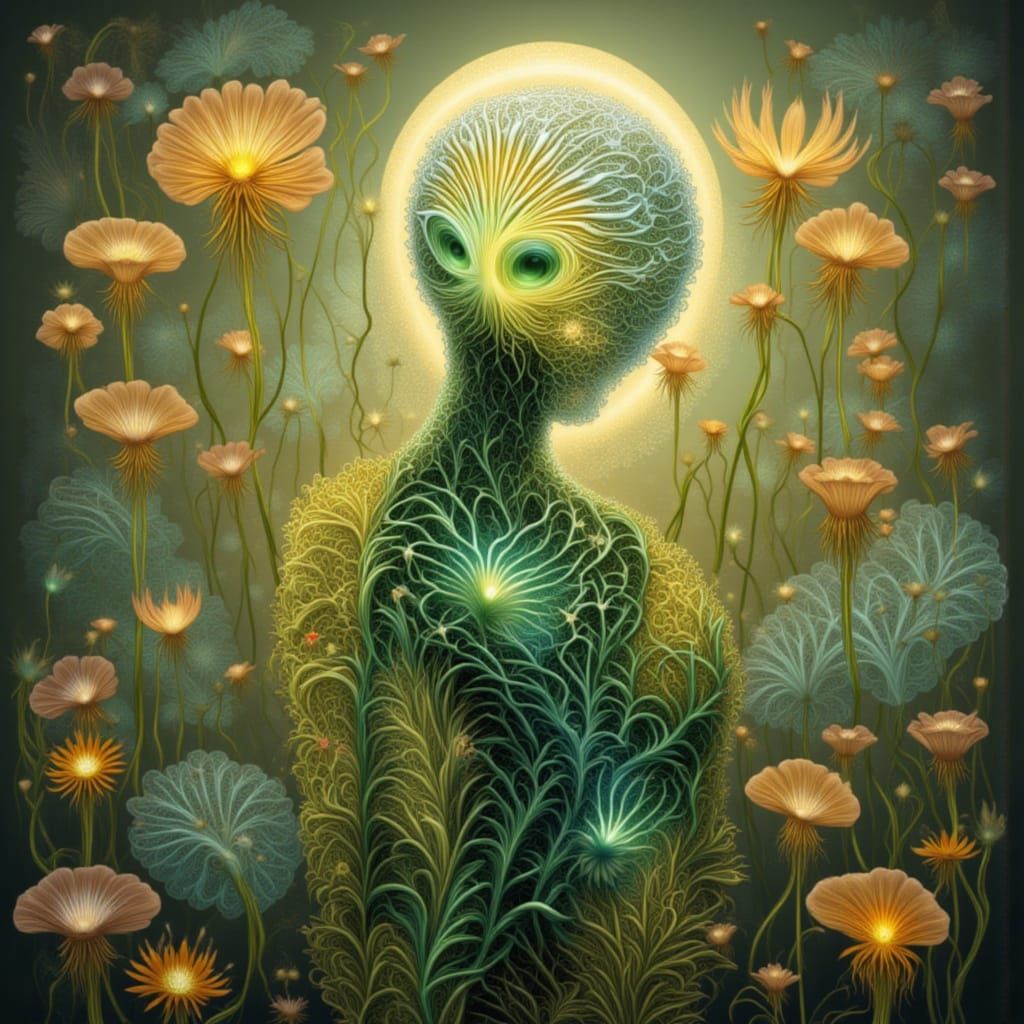 <lora:Bliss Fire:1.0> PLAYFUL PIXIES GREENS TACCA Cladonia coccifera SPOROPHYTES EXQUISITELY BEAUTIFUL VOGUE MODELS DIVERSE FLOWER PEOPLE HI...