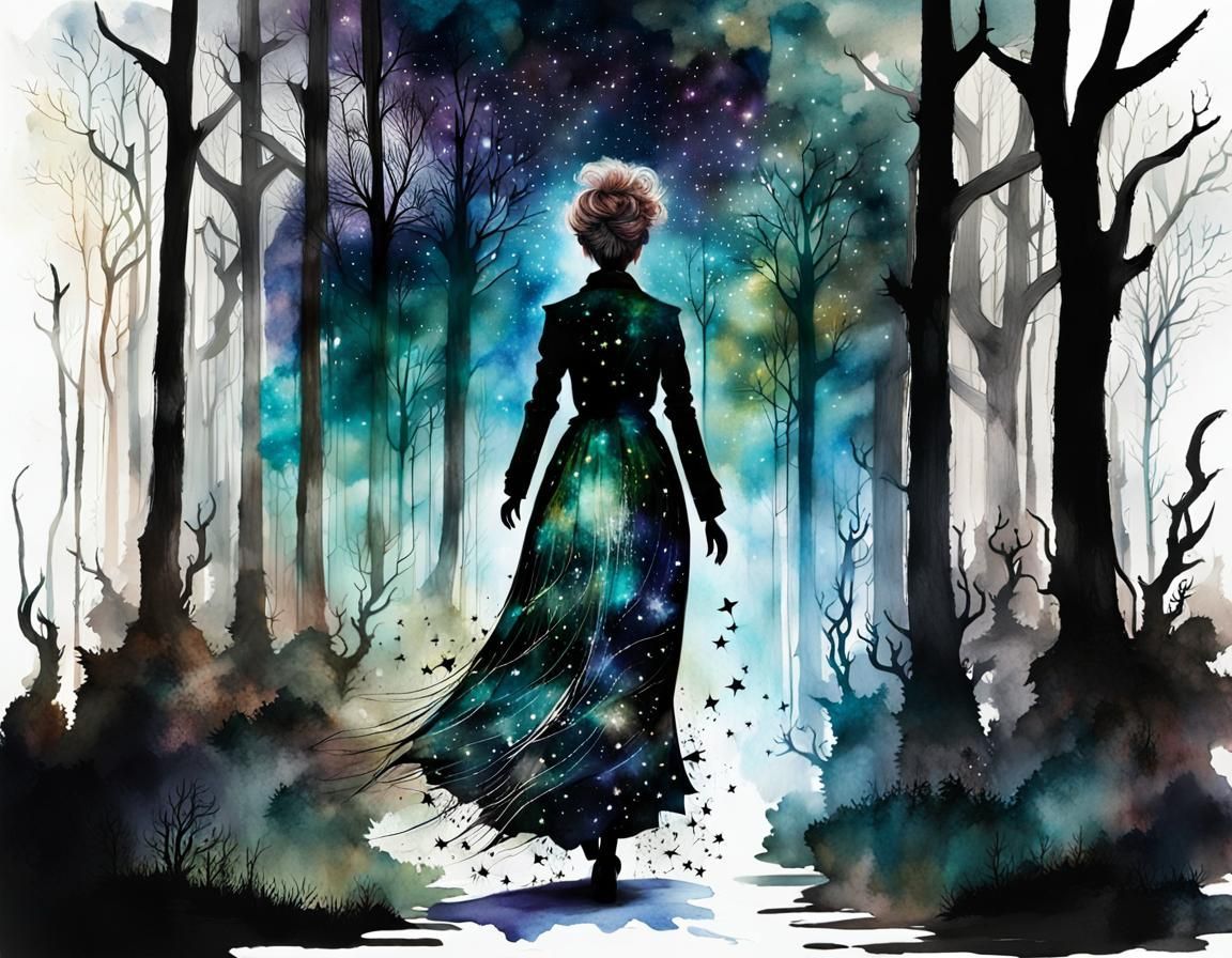 Night sky in the forrest of wonders