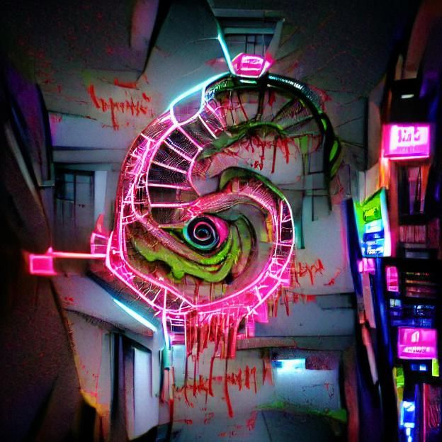 Neverending Neon Horror Spiral AI Generated Artwork NightCafe Creator