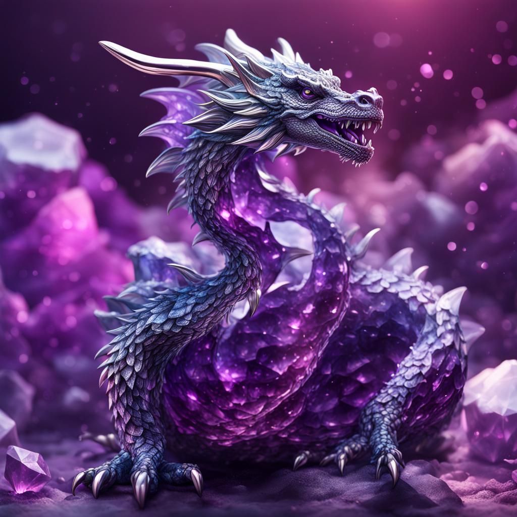 Crystal dragon made of amethyst - AI Generated Artwork - NightCafe Creator