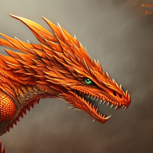 Burnt orange wyvern feyDragon pretty eyes. 4k resolution. Hyperreal ...