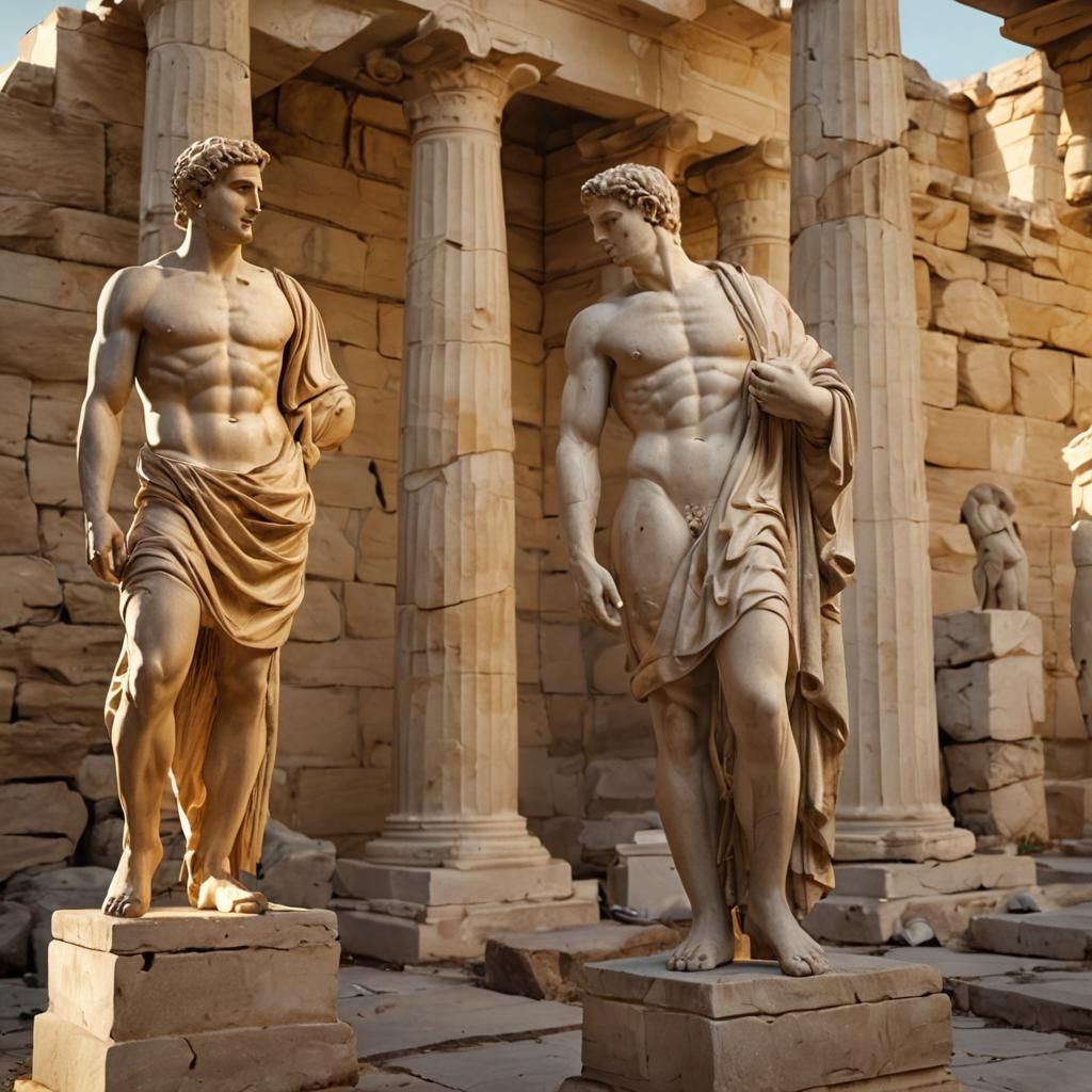 Greek statues discussing