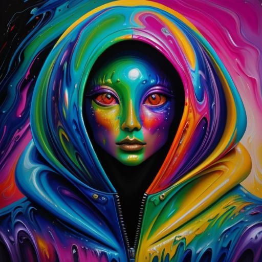 Hooded alien creature vivid neo-impressionism expressionist ...