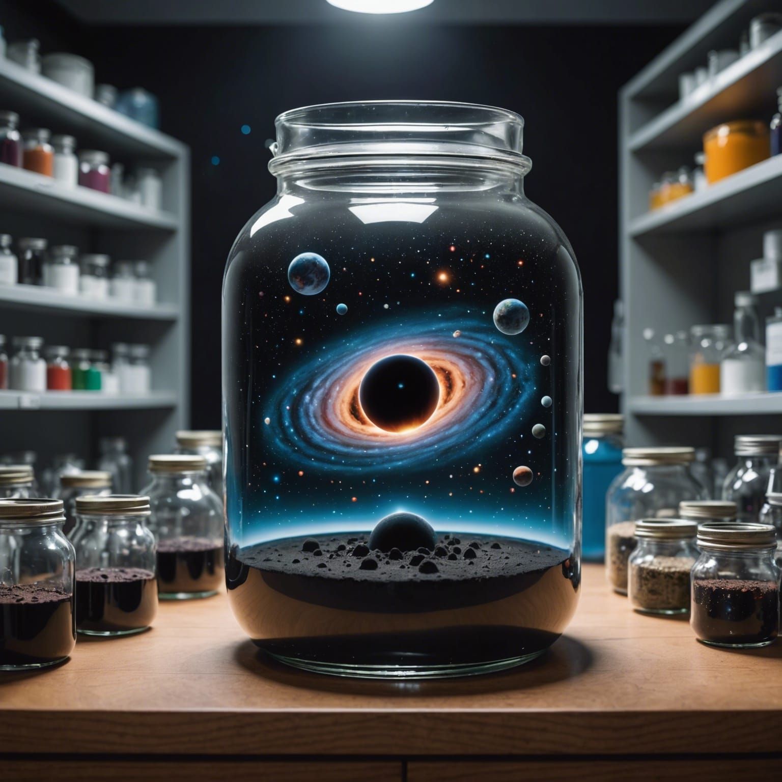 A black hole inside of a jar - AI Generated Artwork - NightCafe Creator