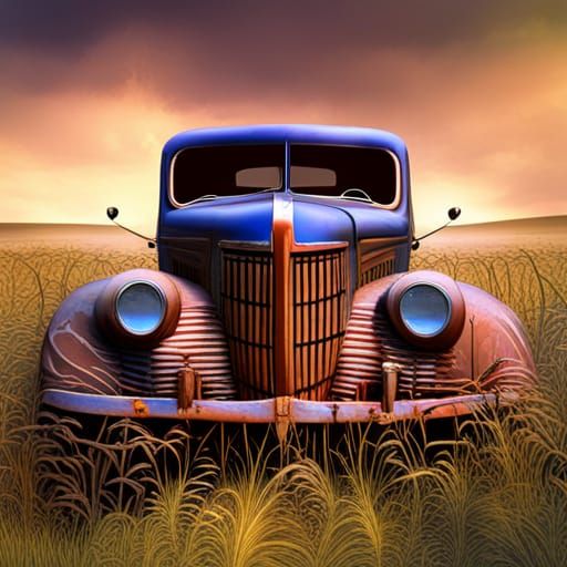 A rusty old truck, in tall grass, 8k resolution, a masterpie...