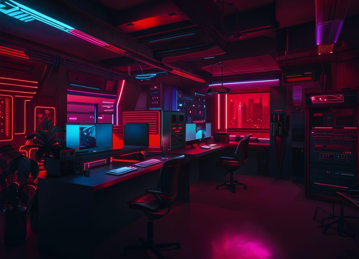 Computer Room - AI Generated Artwork - NightCafe Creator