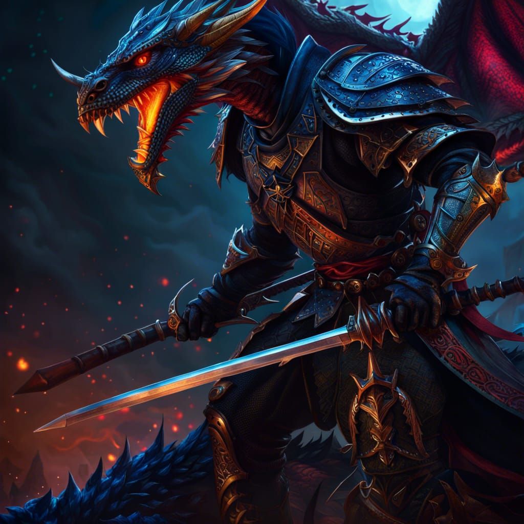 warrior assassin ninja knight dragon - AI Generated Artwork - NightCafe ...