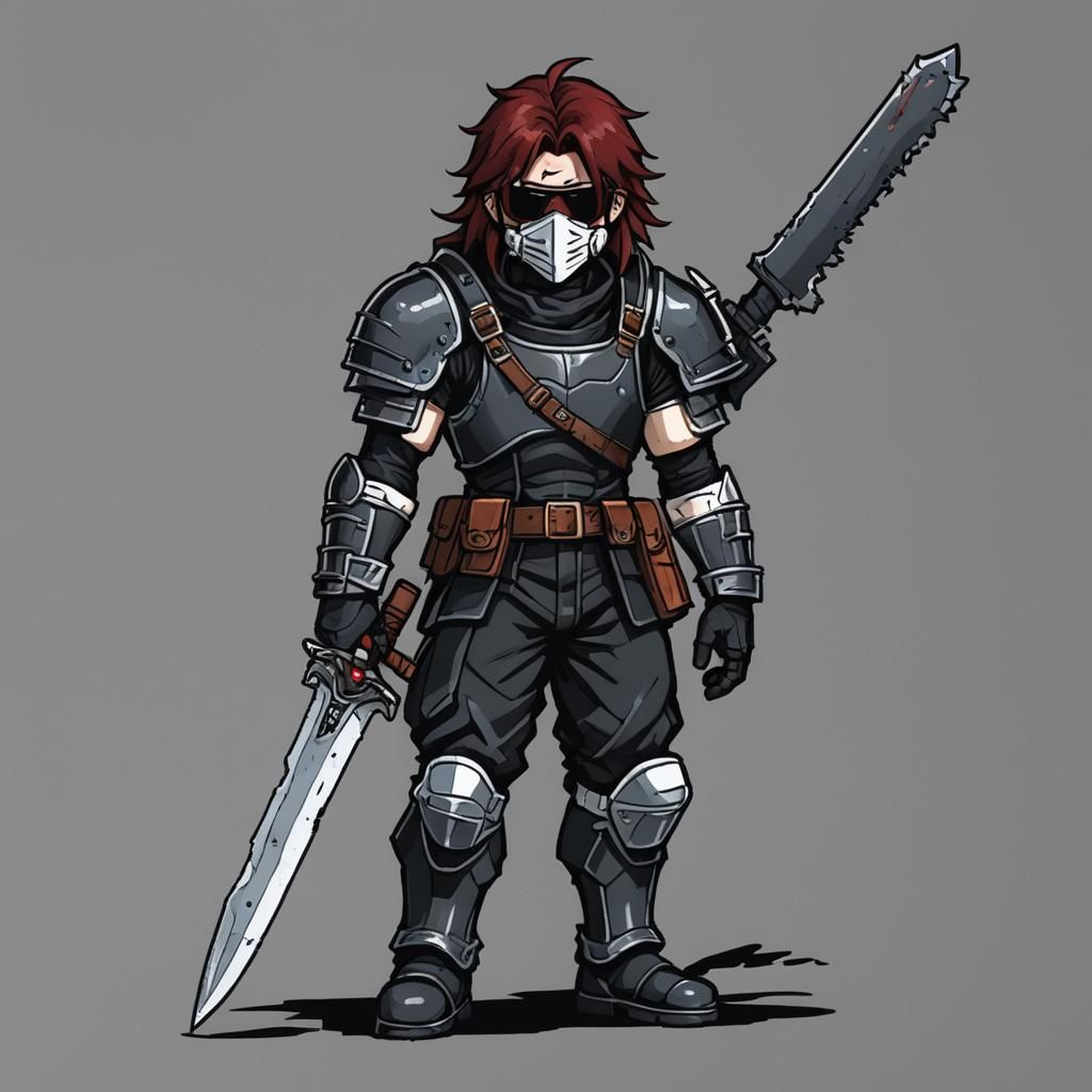 SNES Sprite of Armored Soldier with Machetes