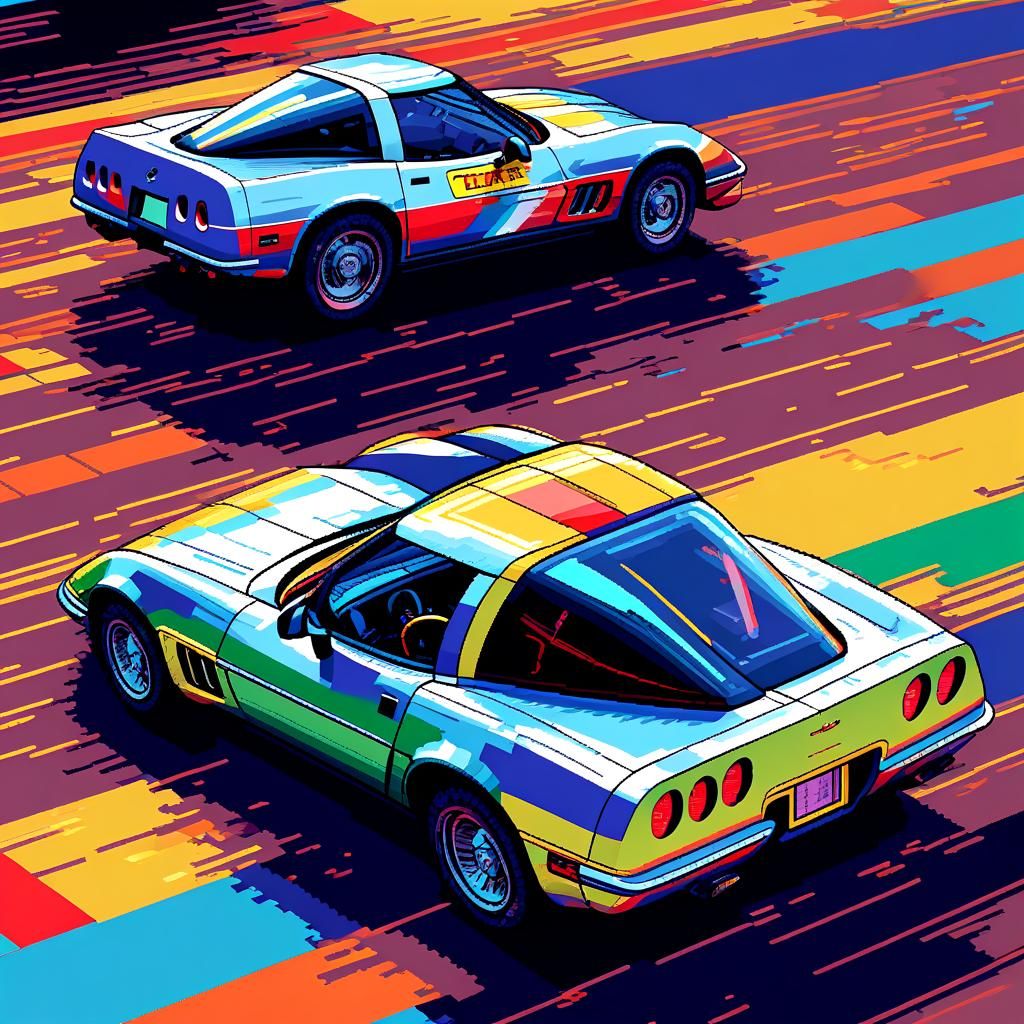 Pixel art CGA CRT retro computer game splash screen color ba...