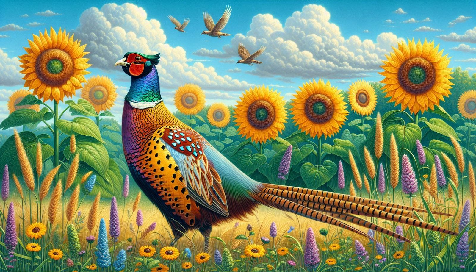 A Pheasant in a field