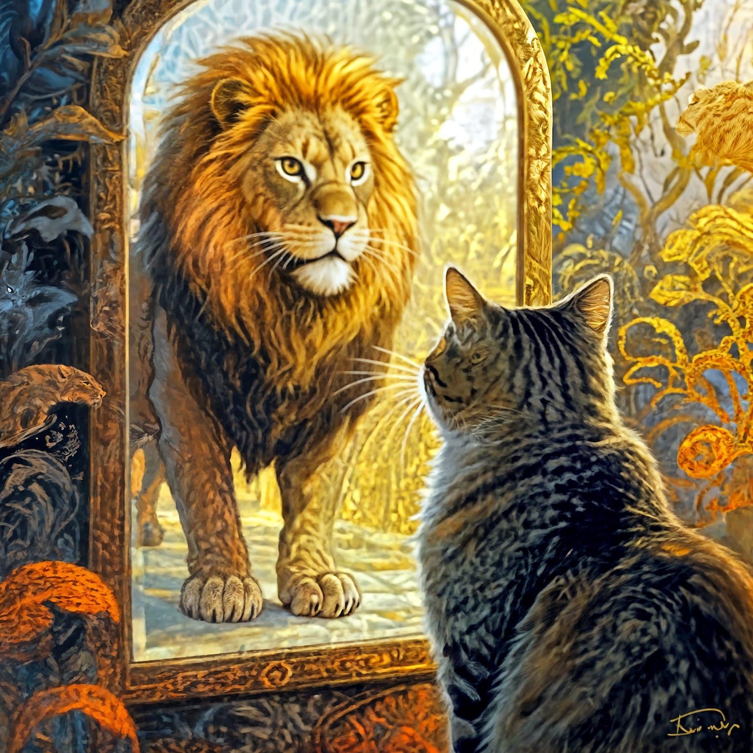 Why Not One More Image of a Vain Cat Seeing His Reflection i...
