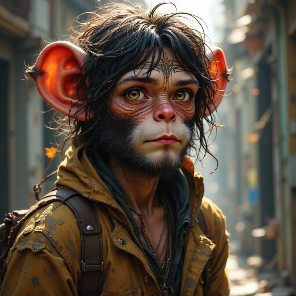 Street Urchin Monkey in Brushed Oils Style