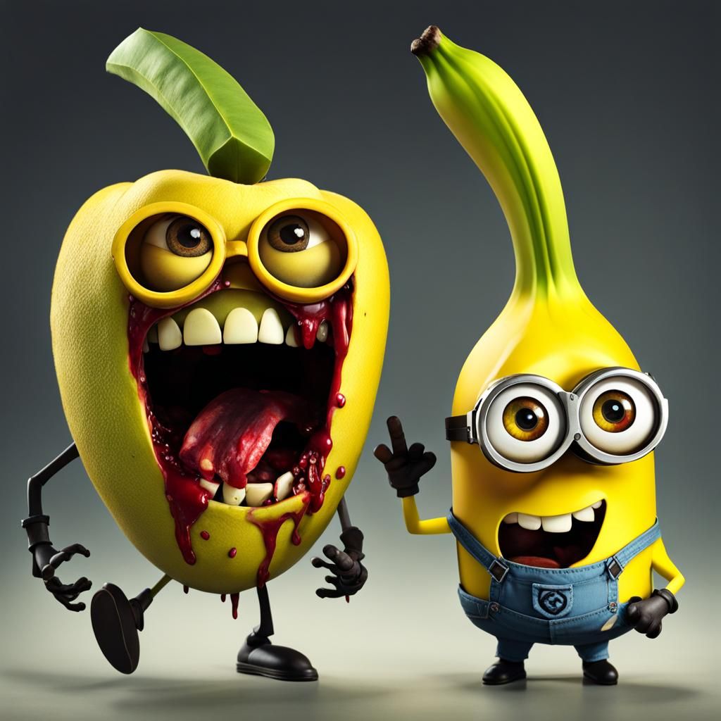 Minions turn into zombie fruits - AI Generated Artwork - NightCafe Creator