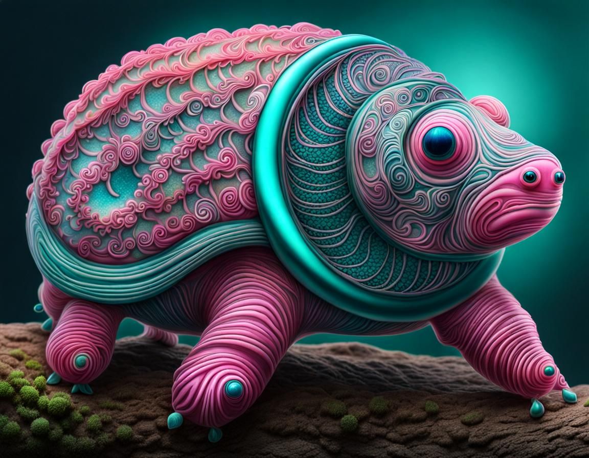 Pink and Teal Shelled Tardigrade