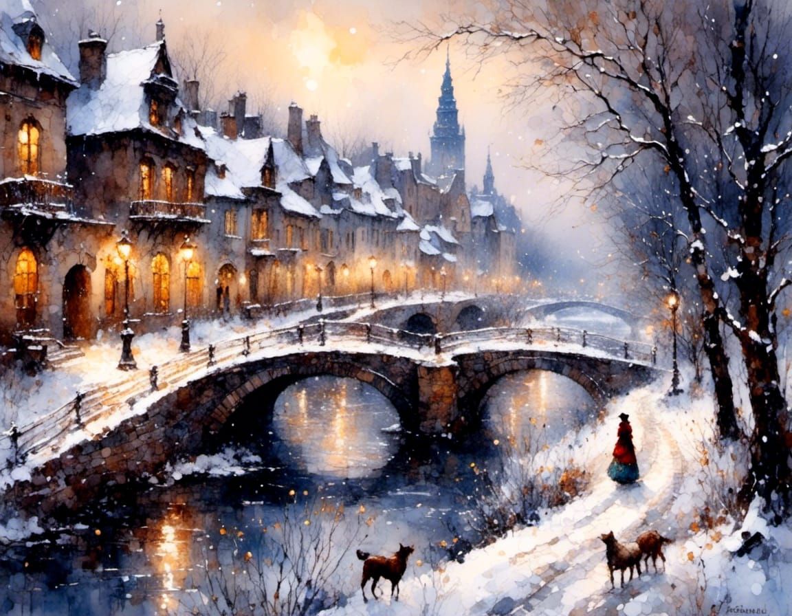 Snowfall on the Embankment
