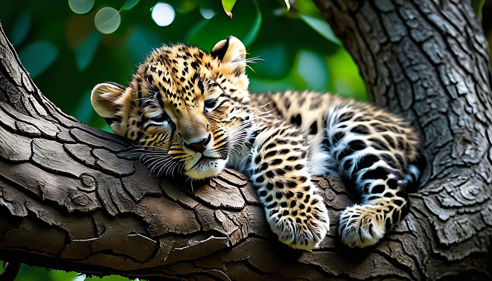 Tired Leopard Cub  by @SirHeckerich