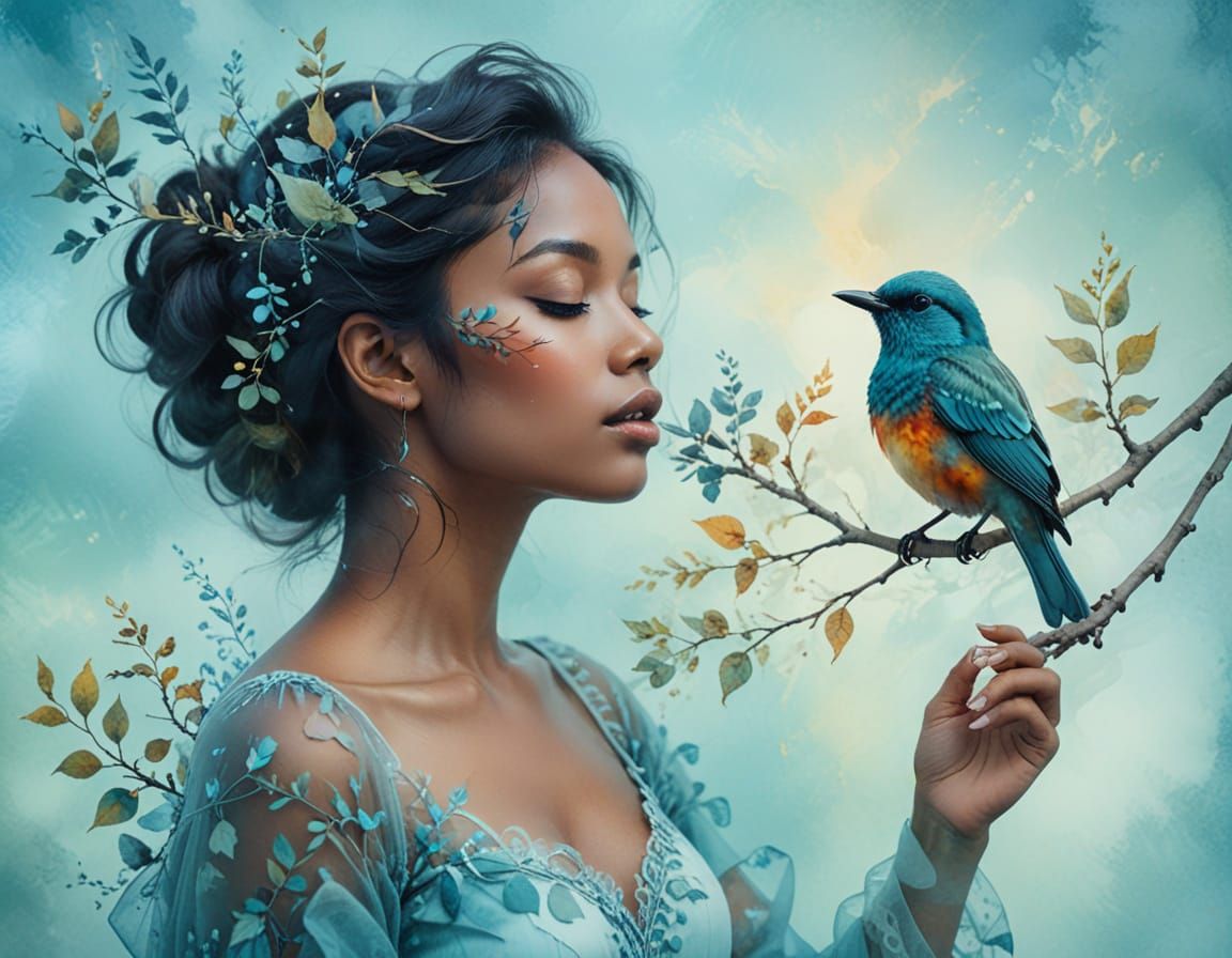 Singing to the birds  by @StriderAiArt