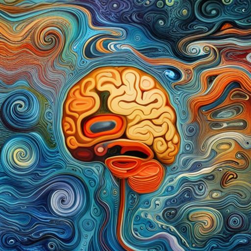 Surreal AI Brain in Melting Oil Paint