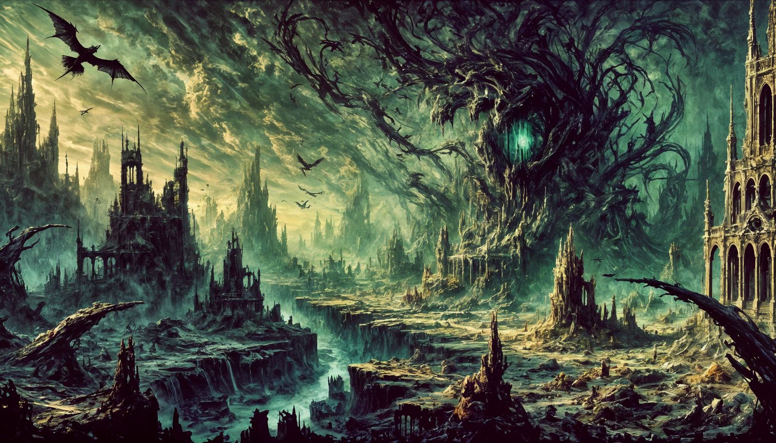 Here's a darker, more ominous depiction of Mrok Otchłani's influence, enhancing the sense of dread and hopelessness in t...