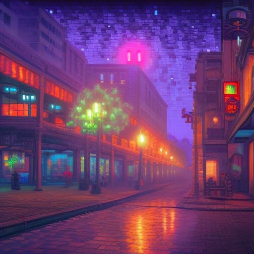 Pixel art night city - AI Generated Artwork - NightCafe Creator