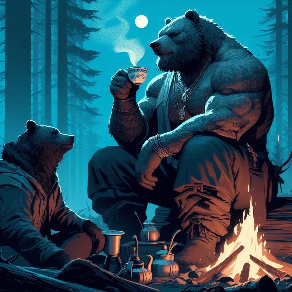 Tea time for a Bear Lumberjack