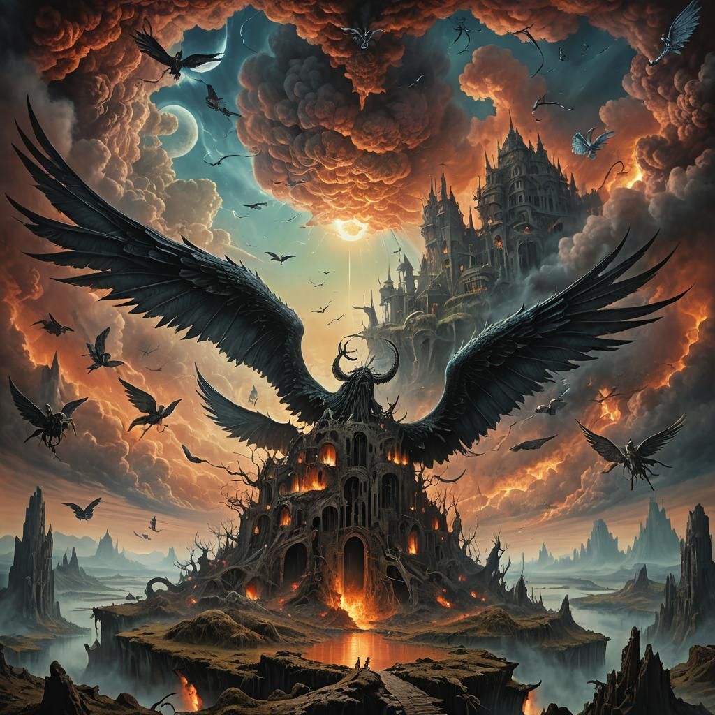 Heaven and Hell Fusion in Surreal Landscape