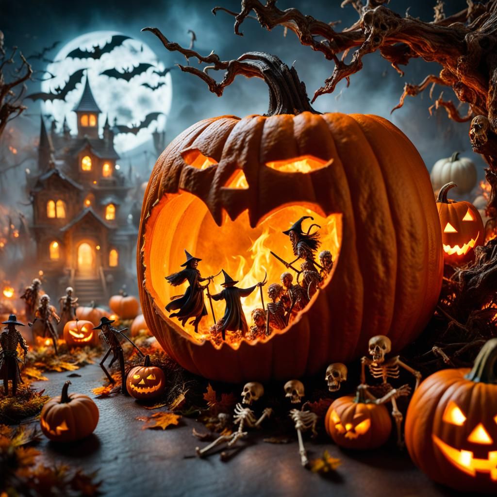 Carved pumpkin is a portal   by @Julius Puech