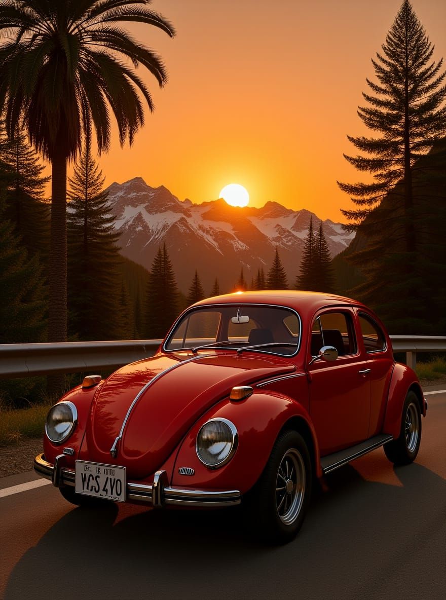 Golden hour. Endless road.