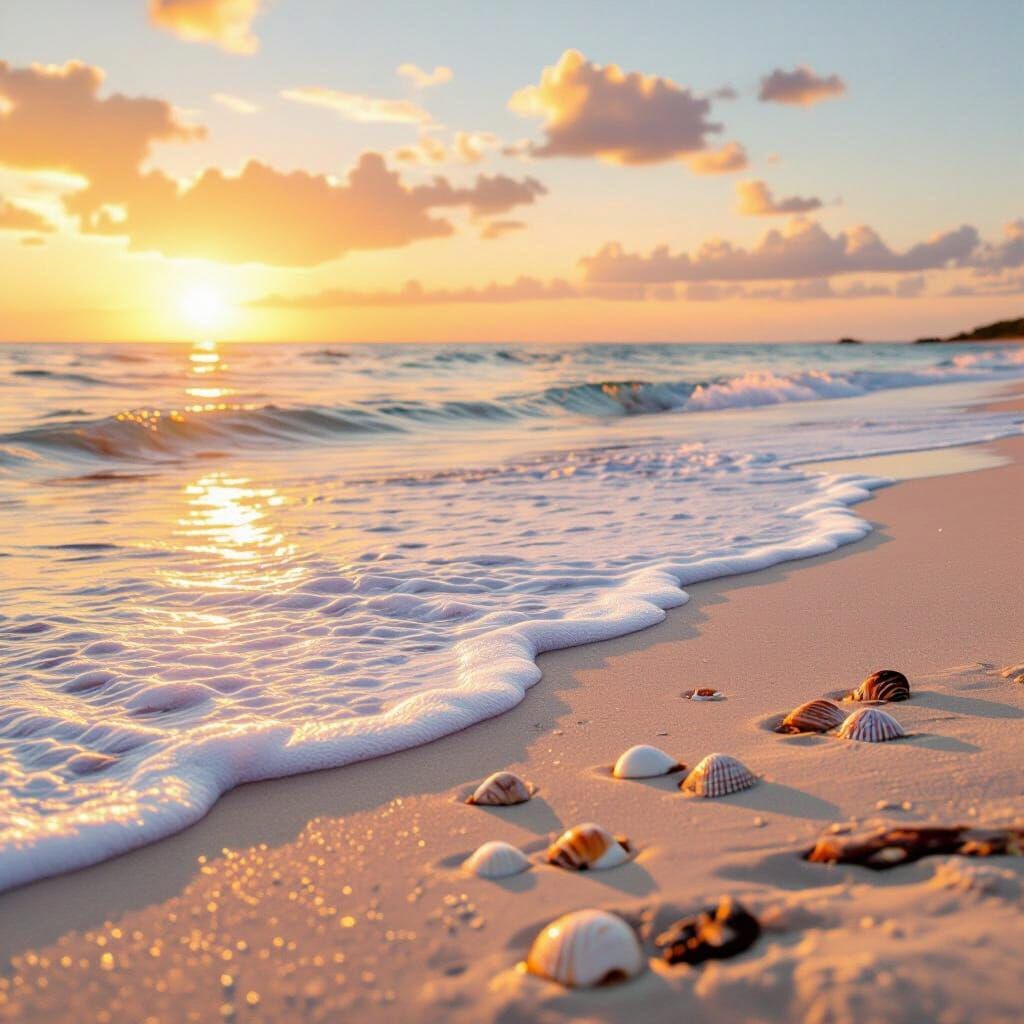 Sun-Drenched Beach at Golden Hour