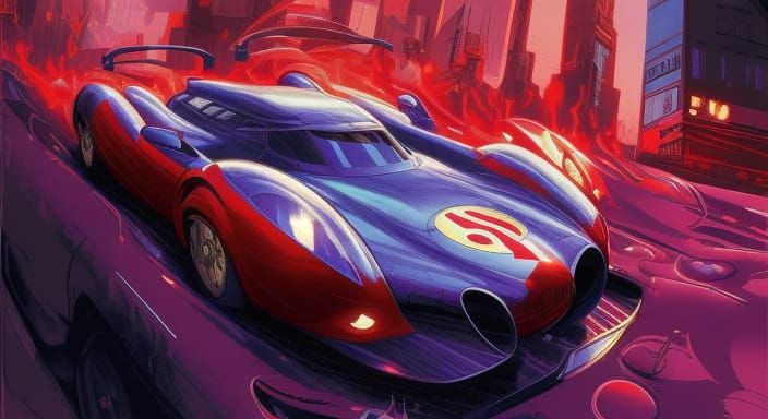 Scarlet Race Car, Racing Through City, by Mark Brooks and Dan Mumford ...