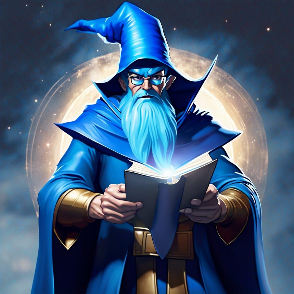 Marvel Wizard with blue pointy hat as the main focus - AI Generated ...