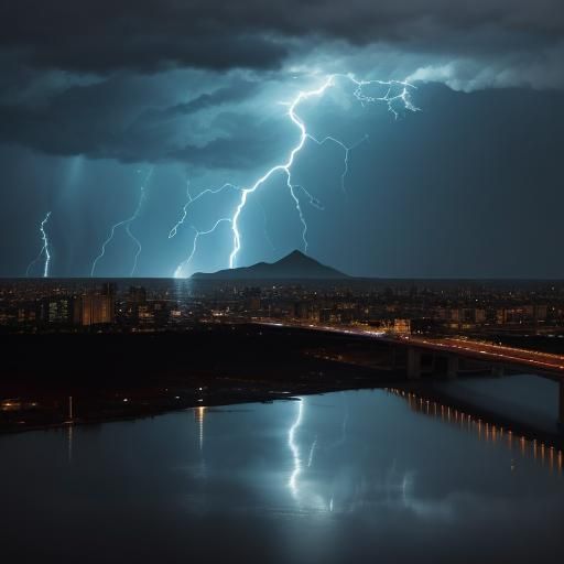 Surreal Lightning Strikes Yanghua Bridge on Stormy Night