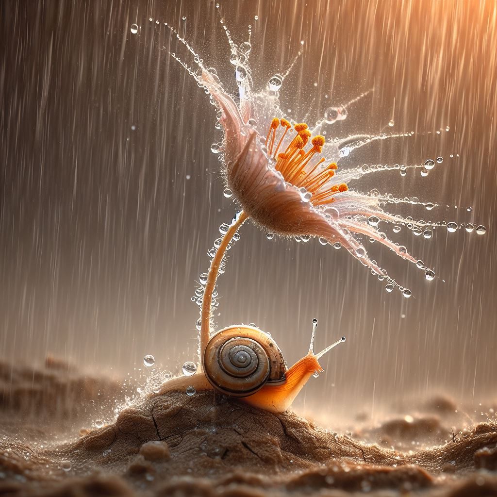 Snail under a flower