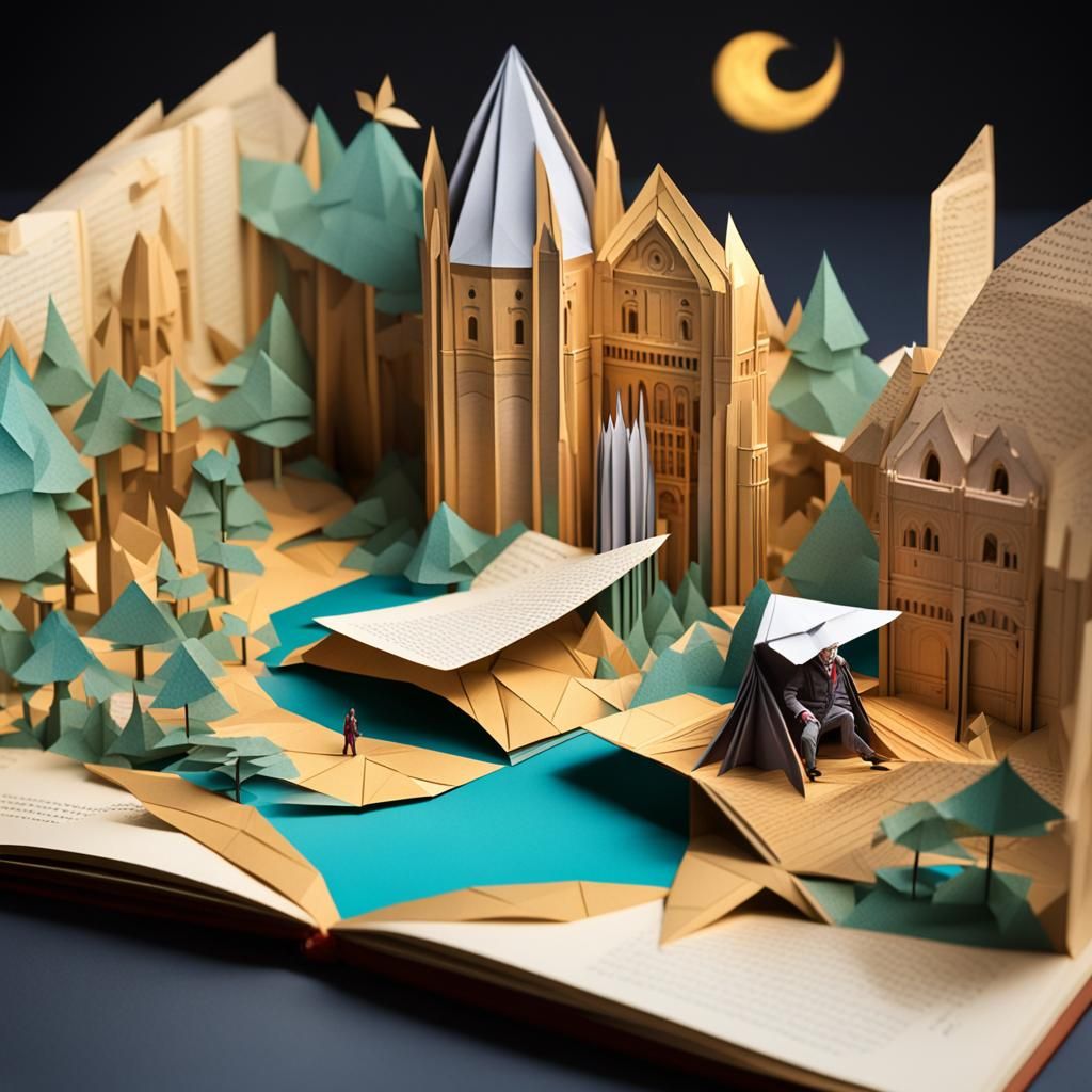 Pop-up books.  Hamlet.  Origami paper folds papercraft, made...