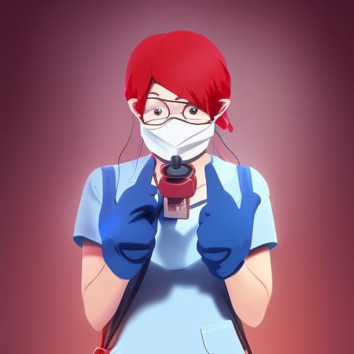 Illustration of a cute female dentist with Red hair wearing ...