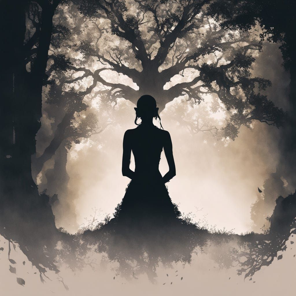 Shadow of The Elf and The Tree  by @Thoragh