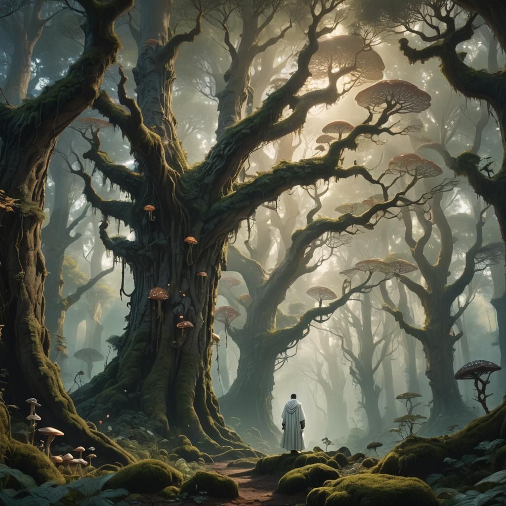 Mystical Forest: A Fantasy Landscape in Ethereal Light